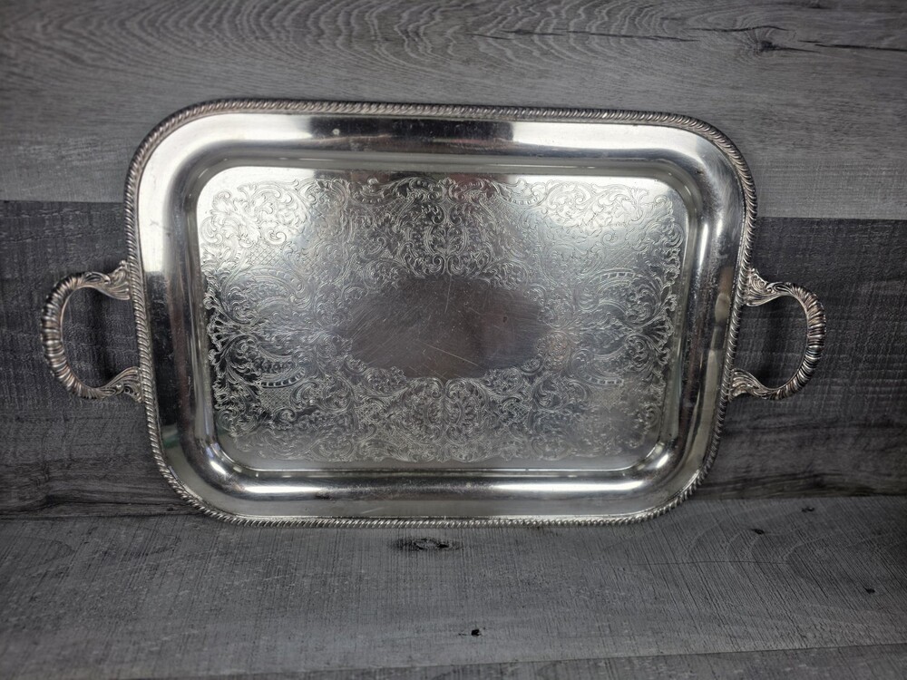 Oneida Fiesta Serving Tray Ornate Victorian Baroque Handles 3816-2 g33